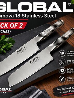 Global G5 7" Vegetable Knife " Cromova 18 Stainless Steel. | New in Box 2pack.